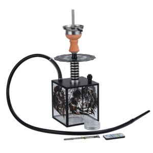 Wholesale Cube Acrylic Square Hookah Portable Box Shisha with Led Light Silicone Bowl